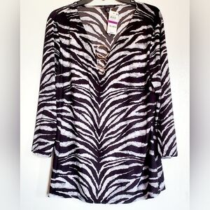 INC Black and White Zebra Print Blouse